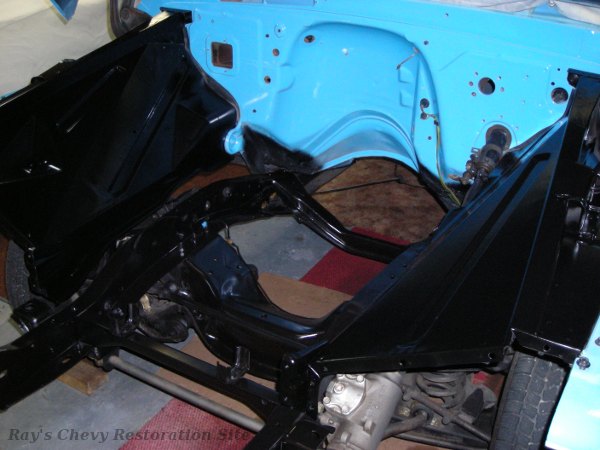 Photo of inner fenders & front frame painted