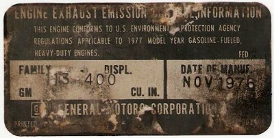 Photo of the other old emissions decal